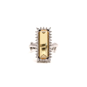 925 Sterling <b>Silver</b> <b>Emerald</b> Cut Yellow Gemstone Halo <b>Ring</b> Vintage Adjustable Statement Bridal <b>Ring</b> for Women - Product Image 3