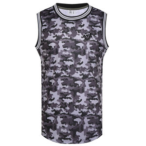 Débardeur respirant à manches courtes grande taille, motif imprimé personnalisé, service OEM, maillot de basketball en polyester/coton à séchage rapide - Product Image 1