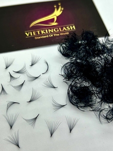 Extensiones de Pestañas Pre-fabricadas Vietnam 10D-20D, Fans de Pestañas Promade con Base Puntiaguda, Bandejas de Pestañas de Cachemira Negro Mate, Caja Ecológica - Product Image 5