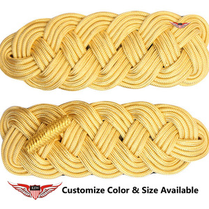 KEW Customizable Eco-Friendly Silver Bullion Wire Thread Luxury Embroidered Epaulettes <b>Braided</b> Vintage <b>Accessory</b> - Product Image 4