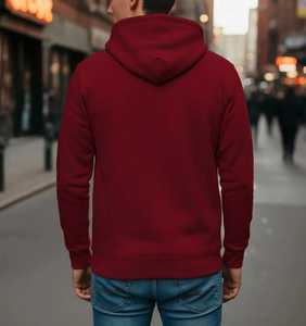 <b>Men's</b> <b>Orange</b> Brown Solid Fleece 100% Cotton Breathable Eco-Friendly Hoodie Pocket Regular Fit Pullover <b>Sweatshirt</b> Winter ODM - Product Image 2