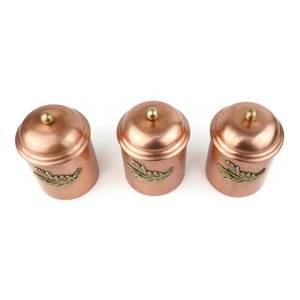 NEHA ENTERPRISES Copper <b>Spice</b> Storage <b>Jars</b> Wheat Design Vintage Airtight Lids Kitchen Container Set Handcrafted Hammered Copper - Product Image 2