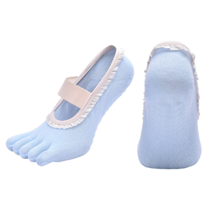 Ladies Five Fingers Lace Bottom Non-Slip <b>Thick</b> <b>Ankle</b> Dance Gym Yoga <b>Socks</b> with Header Card for Pilates - Product Image 2