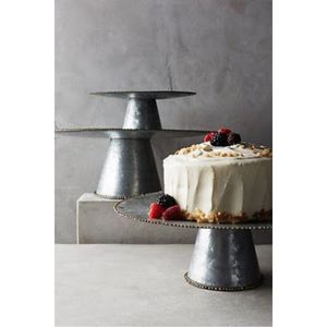 Rustic Galvanized Metal Cake Stand with Beaded Edge, Industrial Tiered Dessert Display Riser for Wedding Party & Hospitality - Product Image 1