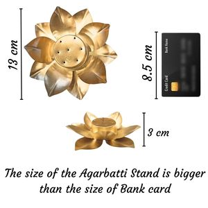 Golden Lotus <b>Incense</b> Burner Brass Handmade Religious Decor Aromatic <b>Stick</b> <b>Holder</b> for Home Temple Pooja Room - Product Image 6