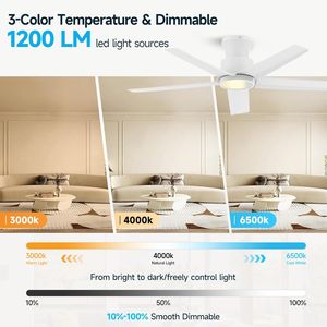 Ventilatore da soffitto moderno a LED da 44 pollici con lampadario ed estensione da 9 pollici X 44 X 9 - Product Image 6