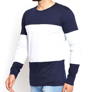 T-shirts à manches longues pour hommes de qualité supérieure, 100% coton, coupe ajustée, confortables, col rond, motif uni, manches longues, service OEM - Product Image 1