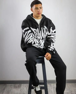 Sudadera con capucha y cremallera con estampado Y2K para hombre, sudadera extragrande estilo Hip Hop Punk, chaqueta informal de estilo urbano - Product Image 3