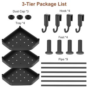 4 Tier <b>Corner</b> Shower Caddy Carbon Steel Bathroom Storage Rack Organizer Stand 3 Tier/4Tier Options - Product Image 2