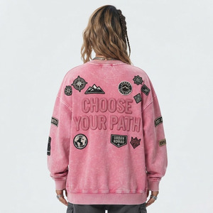 Women Oversized Crew Neck <b>Sweatshirt</b> Embroidered Print Cotton <b>Long</b> Sleeve Casual Drop Shoulder Printed 550gsm <b>Sweatshirt</b> Ladies - Product Image 2