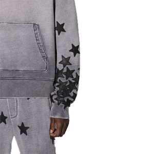 Sudaderas con capucha vintage personalizadas con cremallera y bordado 3D para hombre, con efecto desgastado por el sol, lavado ácido, logotipo de estrella, forro polar, teñido liso para invierno - Product Image 6
