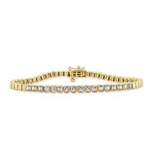 Bracelets tennis en diamant, monture illusion, fermoir boîte, solitaire, pour usage quotidien, 7 pouces, or massif 10k 14k 18k, taille émeraude, diamant de laboratoire - Product Image 5