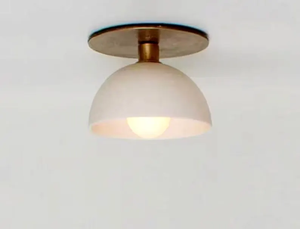 Plafonnier minimaliste en laiton, abat-jour rond blanc, décoration intérieure pour salon, éclairage domestique télécommandé - Product Image 6