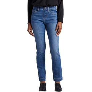 Ladies <b>Denim</b> Jeans High Street Mid Waist Loose Casual Solid Breathable Quick Dry Zipper <b>Stretch</b> Pencil Pants Full Length Light - Product Image 3