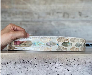 Nacre vintage Essayez taille personnalisée Plateau de service rond écologique Poignée à usage domestique - Product Image 6