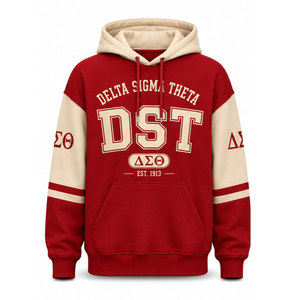 Sudadera con Capucha Roja Delta Sigma Theta, Estampado de Letras Griegas 1913 en la Espalda, Unisex, Informal, para Otoño - Product Image 2
