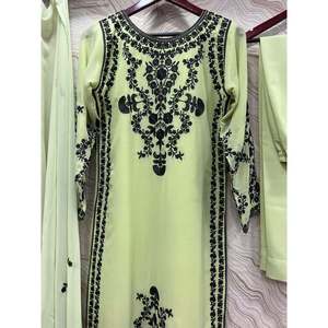 ล่าสุดผ้าจอร์เจียปักลายทำงานด้านบนด้านล่างพร้อม dupatta pista - Product Image 3