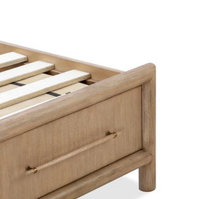 Cadre de lit plateforme minimaliste en teck massif moderne avec tiroirs de rangement, taille King, garantie de 3 ans - Product Image 6