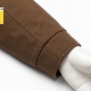 SAMAVIA <b>Men's</b> Brown Long Bomber <b>Jacket</b> Casual Zip up Canvas Solid Color Polyester <b>Summer</b> Regular Fit - Product Image 6