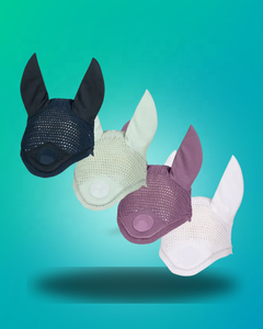 หน้ากากม้าแบบนิ่มผ้าคลุมหน้าม้าสีดำสำหรับป้องกันม้าโลโก้แบบคลาสสิก - Product Image 4