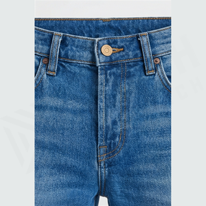 Jean en denim déchiré et délavé coupe slim à jambe droite pour homme, taille haute, en coton, style décontracté, bleu, collection printemps - Product Image 4