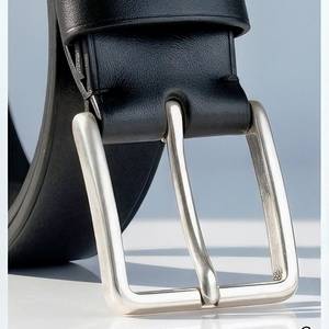 Cinturón Casual de Cuero Genuino para Hombre, Color Negro o Marrón, Hebilla Rectangular Plateada, Marca Starwell Impex - Product Image 4