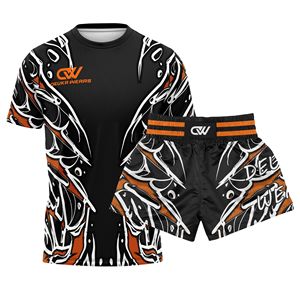 Conjunto de Pantalones Cortos de Muay Thai con Diseño de Impresión Completa Personalizado, Bajo MOQ, Tejido Elástico de Spandex/Poliéster Transpirable, Mangas Cortas - Product Image 1
