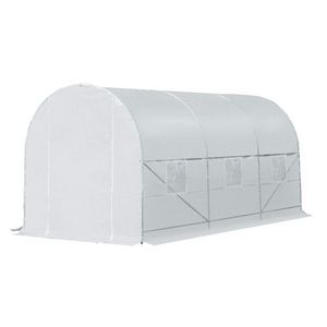 Serra a tunnel grande da giardino 4,5 m x 2,1 m x 2,1 m con 6 finestre avvolgibili e porta in vetro temperato - Product Image 1