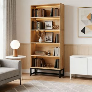 Libreria con Luci LED e Scaffale Espositivo, Mobile con Ripiani Indipendenti, Categoria Prodotti Armadietti - Product Image 4