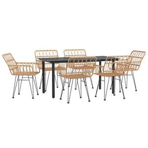 Conjunto de Comedor de Jardín de Acero Negro Resistente y Ratán Sintético, Diseño Estándar - Product Image 3