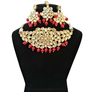 Indian Classic Women's Choker Wedding Engagement Anniversary Party Green Traditional Crystal Kundan Faux Pearl Alloy Gold <b>Gift</b> - Product Image 1
