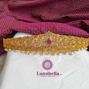 Matte Gold Alloy with Gold Plating Oxidized Polish Casual Fashion Body Chain Nova Mart India Vaddanam - Product Image 1