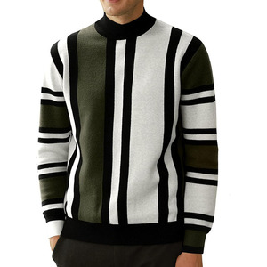 Pull en laine/acrylique respirant pour homme, à manches longues, coupe classique, noir, blanc, vert, pour l'hiver - Product Image 6
