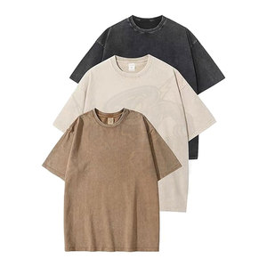 Oversized Drop Shoulder Luxury Quality Plain Custom Plus Size <b>Men's</b> Vintage Washed Oversized T <b>Shirt</b> Short Sleeve Solid <b>Shirts</b> - Product Image 4