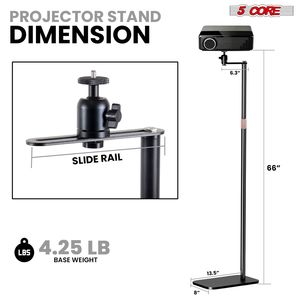 Support de projecteur universel sur pied réglable en hauteur jusqu'à 66 pouces pour la maison, le bureau et le studio - Product Image 5