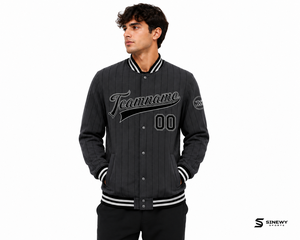 <b>Men</b> Winter Collarless Varsity <b>Jacket</b> Plain Dyed Woolen Stylish Casual Trendy Fashion Wool Blend Sleeve College <b>Baseball</b> Team - Product Image 5