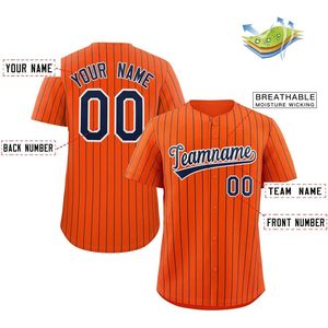 Camiseta con botones de béisbol a rayas personalizada con número de nombre personalizado naranja/rayas azul marino tallas para hombres/mujeres/jóvenes-31 - Product Image 4