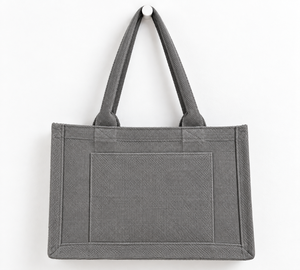 Black Woven Eco Friendly Fashion Tote Handbag Zipper Closure Two Straps Polyester Large Capacity Shoulder <b>Bag</b> <b>for</b> Daily Use - Product Image 2