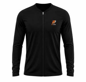 Veste de cyclisme noire à fermeture éclair intégrale, séchage rapide, haut de sport à manches longues, vêtement d'extérieur pour cycliste - Product Image 1