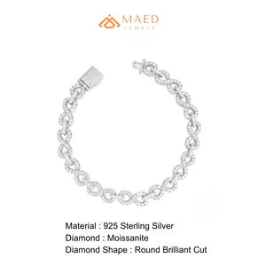 Silver Moissanite <b>Infinity</b> Link Luxury Iced Chain <b>Bracelet</b> Fine Chain Link Fashion Jewelry Gift for Men - Product Image 6