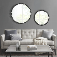 2023 nouveau miroir mural rond perlé de fer de vanité décorative avec boule en métal idée cadeau du nouvel an