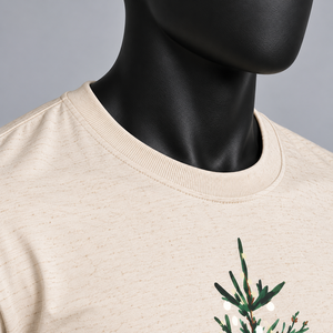 <b>Men's</b> Plus Size Beige O-Neck Short Sleeve Knitted Anti-Wrinkle Blank <b>T</b>-<b>Shirt</b> <b>Christmas</b> Tree Sled Print Casual Tee - Product Image 5