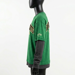 T-shirt pour femme en coton et polyester double couche, vert et noir, de qualité supérieure, avec broderie personnalisée et logo appliqué, chemises en coton double couche - Product Image 4