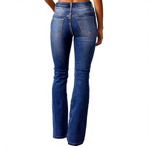 Jeans Bootcut Taille Haute pour Femmes, Coupe Slim, Denim Extensible, Pantalon Casual, Mode Streetwear, OEM, Vente en Gros Personnalisée - Product Image 4