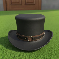 Chapeau haut de forme en cuir fait main de qualité supérieure, style gothique steampunk, pour cosplay de personnage, costume de fête pour homme et femme