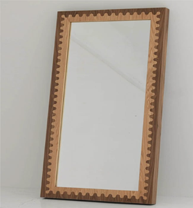 Beautiful organic puddle-shaped wooden floor <b>mirror</b>. Fluid asymmetrical frame adds warmth. Available at wholesale price. - Product Image 6