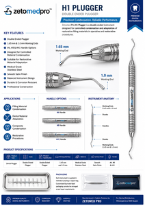 เครื่องมืออุดฟันสแตนเลสสตีลแบบสองหัว รุ่น H3, H4 ยี่ห้อ Professional Dental สำหรับอุดฟันและบีบอัด  OEM Zetomed Pro - Product Image 6
