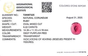 พลอยทับทิมธรรมชาติพม่ารูปไข่ 6.22 กะรัต RBHO-4 - Product Image 6