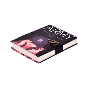 Carnet en papier fait main A5 sur le thème Kpop Army |   Journal écologique avec fermeture à cadenas en métal, design fille anime, papier recyclé - Product Image 3