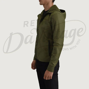 Mens Olive Green Lightweight Windbreaker <b>Jacket</b> with Hood <b>Slim</b> <b>Fit</b> Water Resistant Outdoor Softshell Casual Sporty Coat - Product Image 5